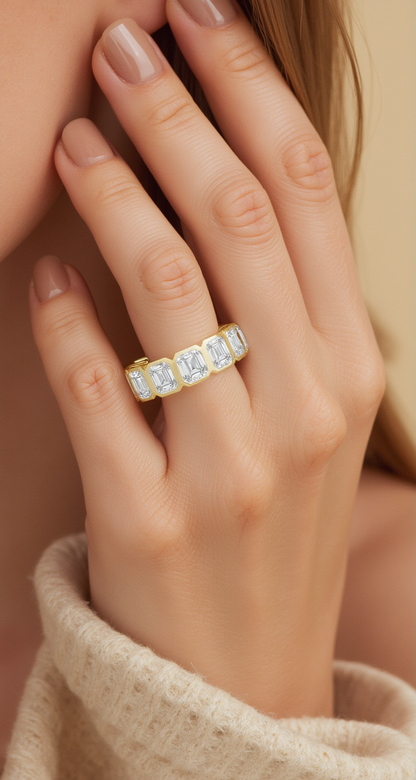 5.20ct-5.70ct total weight &quot;Janela&quot; Emerald cut Eternity Band (0.30ct Each)