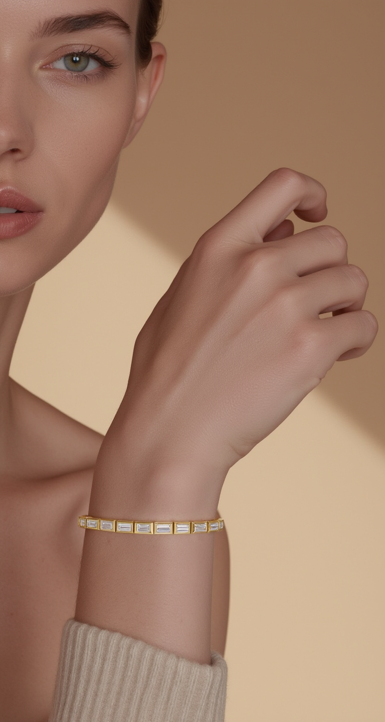 4.80-5.50ct total weight &quot;Venya&quot; Baguettes Tennis Bracelet (0.15ct Each)