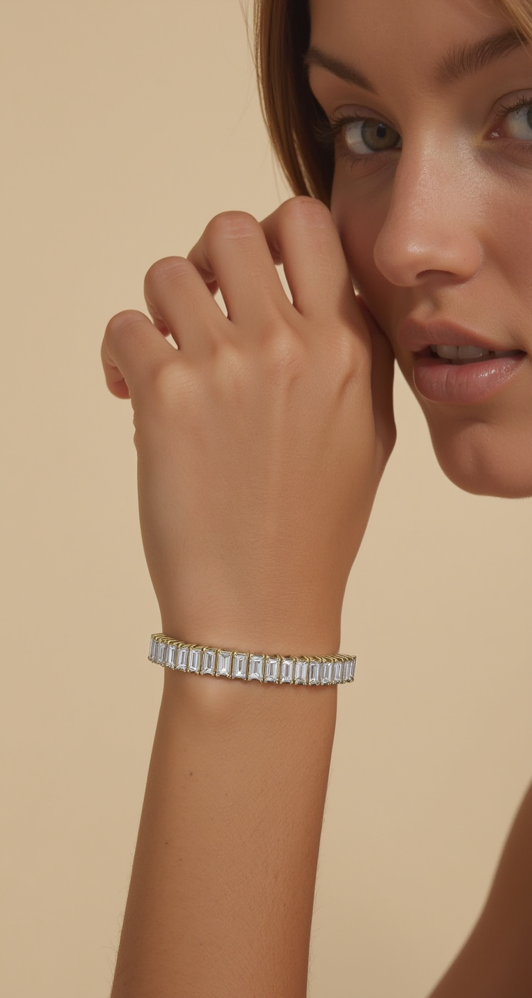 3.50-4.00ct total weight &quot;Sora&quot; Baguette, Flexi Bangle (0.05ct Each)