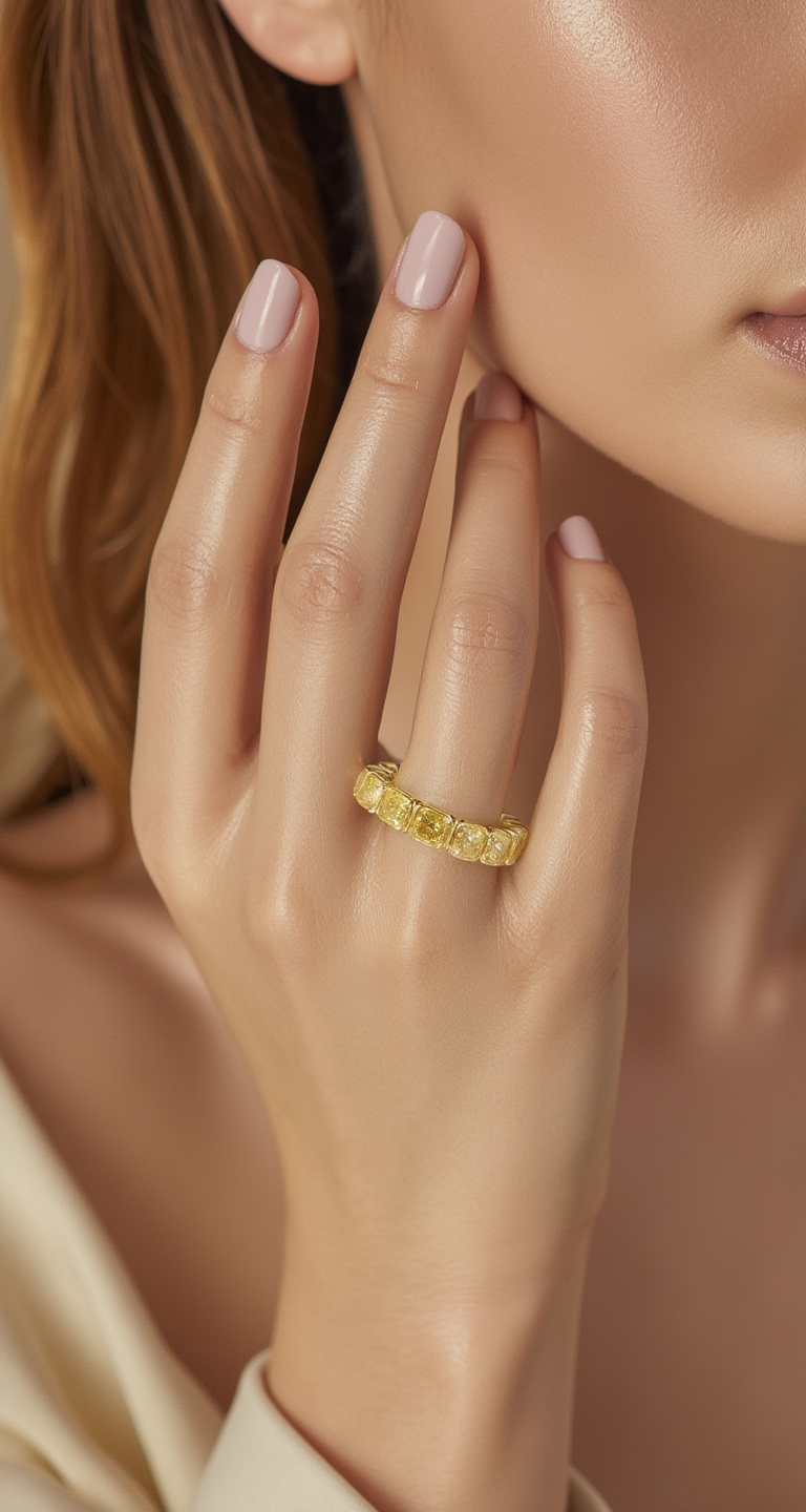 7.30-7.80ct total weight &quot;Tanya&quot; Fancy Yellow Eternity Band (0.50ct Each)