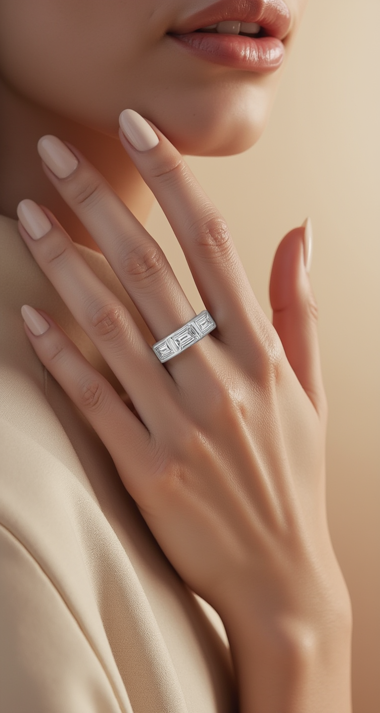 2.05-2.20ct total weight &quot;Styrka&quot; Baguette cut Eternity Band (0.15ct Each)