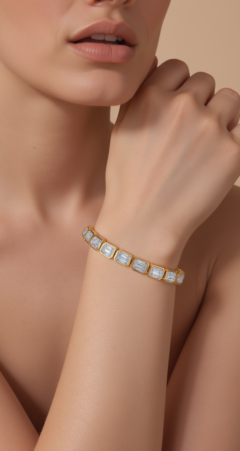 4.20-4.75ct total weight &quot;Ona&quot; Emerald cut Bracelet (0.15ct each)