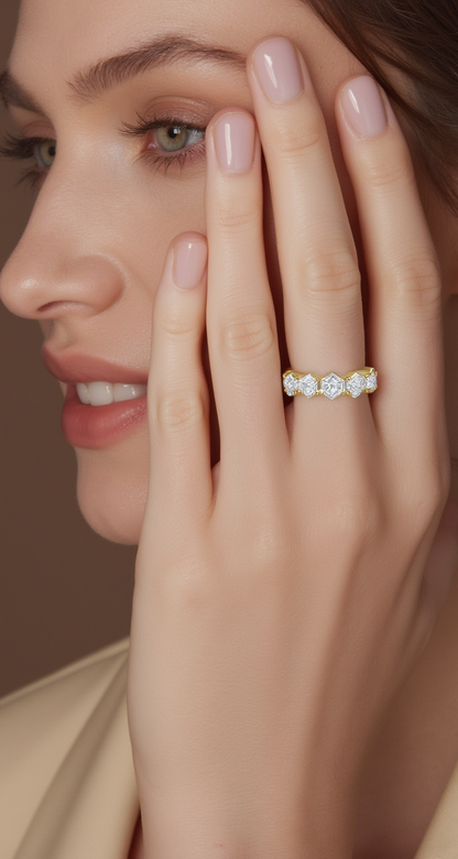 5.00-5.60ct total weight &quot;Mila&quot; Hexagon Eternity Band (0.30ct Each)