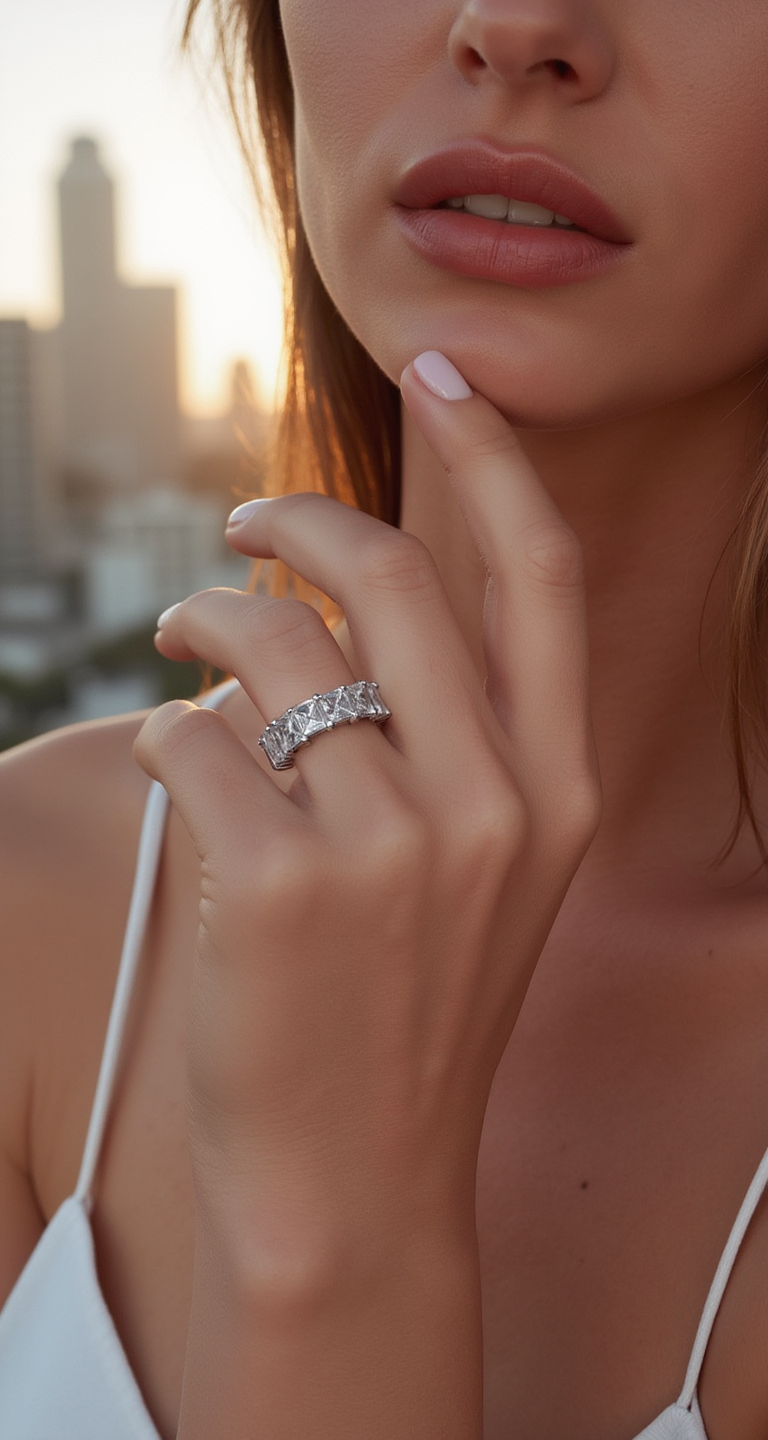 3.20ct total weight &quot;Millena&quot; French cut Baguette Eternity Band (0.15ct Each)