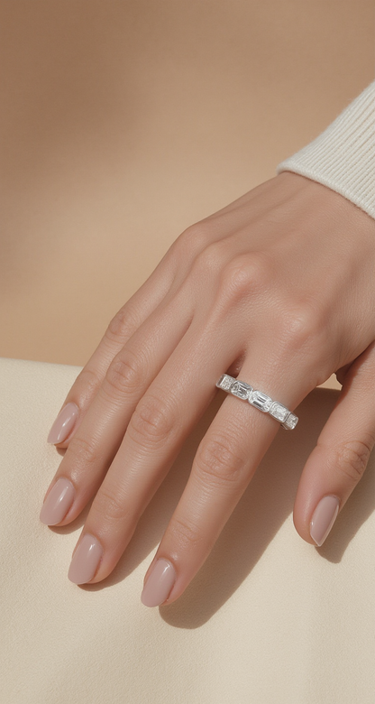 2.75-3.10ct total weight &quot;Aria&quot; Emerald cut Eternity Band (0.20ct Each)