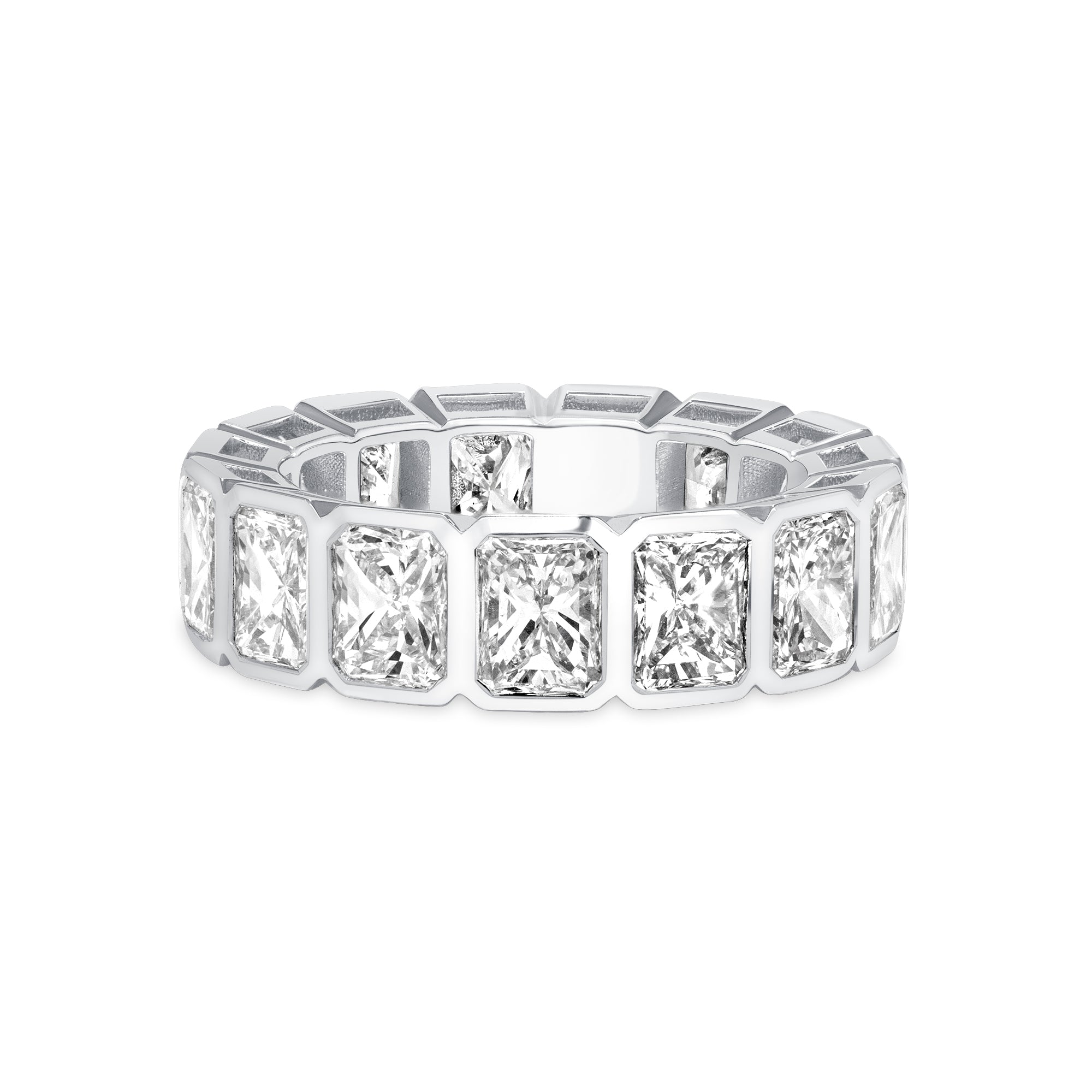 7.40-7.90ct total weight &quot;Elara&quot; Radiant cut Eternity Band (0.50ct Each)