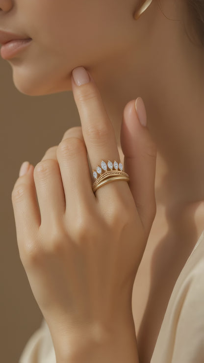0.68-0.80ct total weight &quot;Tiara&quot; 3 Ring set